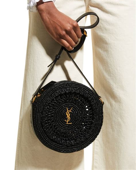 ysl round raffia crossbody bag